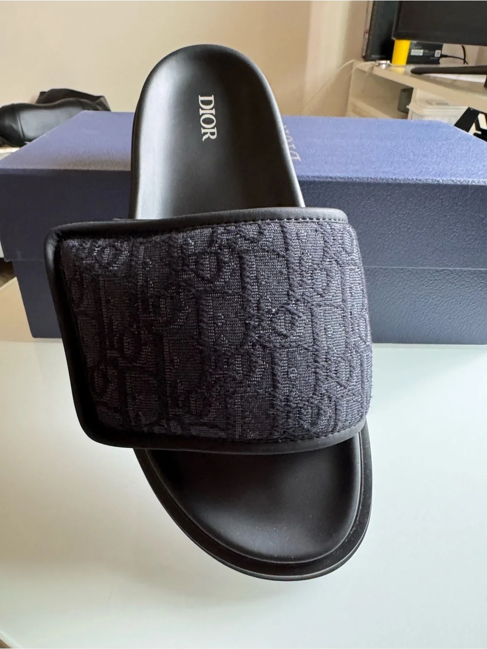Dior Men’s Black Jacquard Logo Slide Sandals